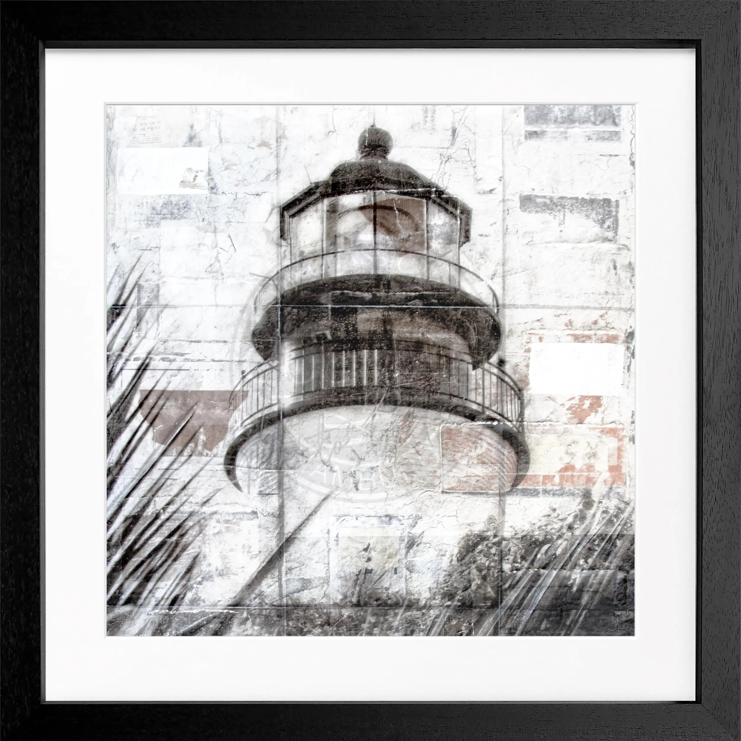 Schwarz mattes Poster mit Rahmen 'Lighthouse' Key West von Cosman-Photocollection, quadratisches Wandbild, 55x55cm