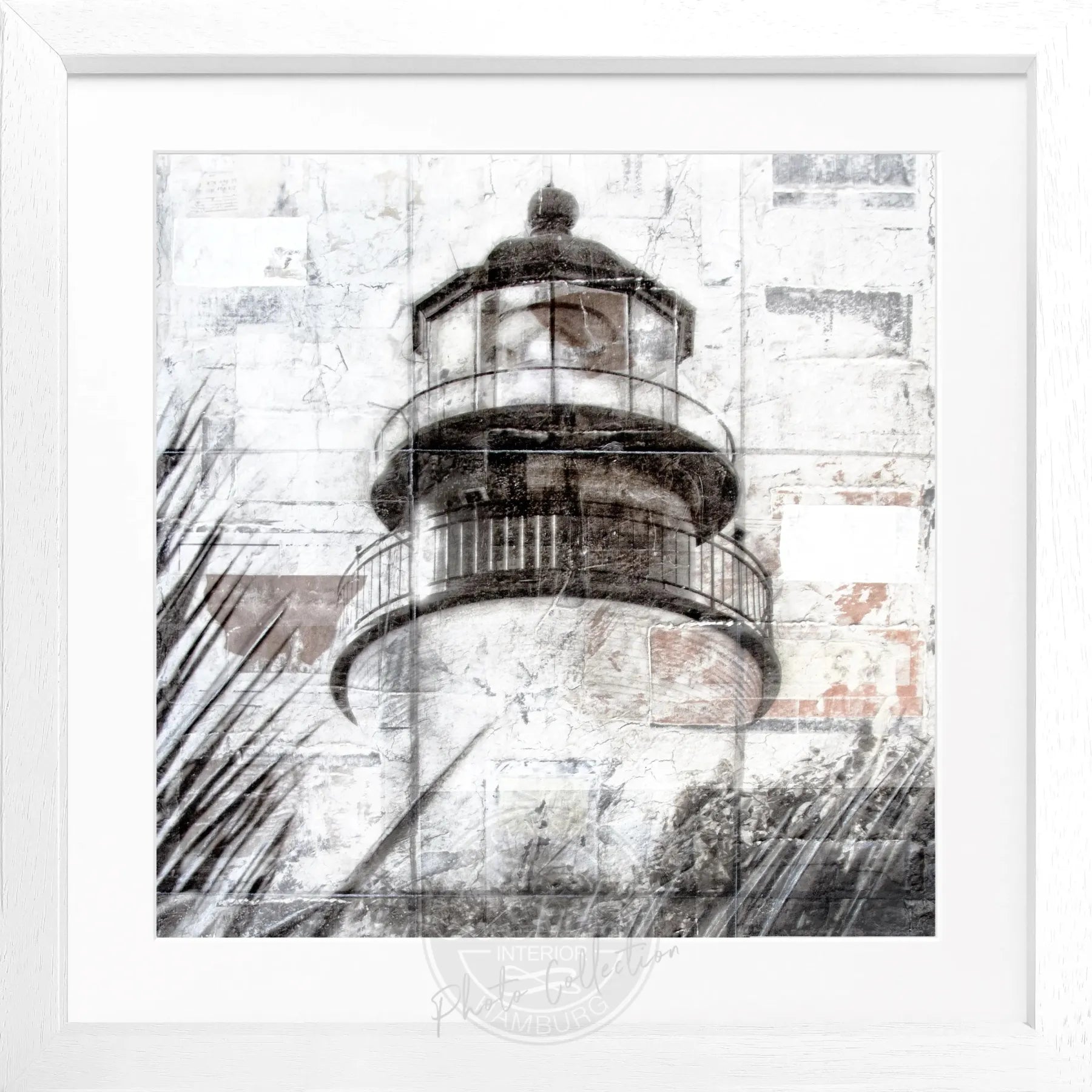 Schwarz matt gerahmtes Poster ’Lighthouse’ Key West von Cosman-Photocollection, quadratisches Wandbild im Farbdesign, 55x55 cm