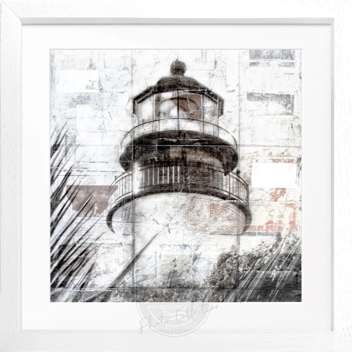 Schwarz matt gerahmtes Poster ’Lighthouse’ Key West von Cosman-Photocollection, quadratisches Wandbild im Farbdesign, 55x55 cm