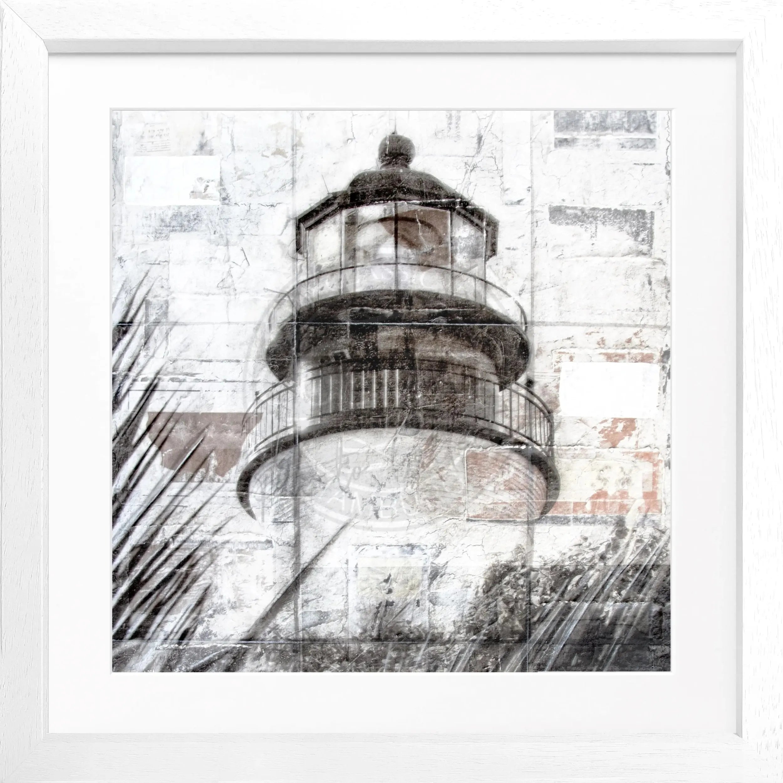 Schwarz matt gerahmtes Poster ’Lighthouse’ Key West von Cosman-Photocollection, quadratisches Wandbild im Farbdesign, 55x55 cm