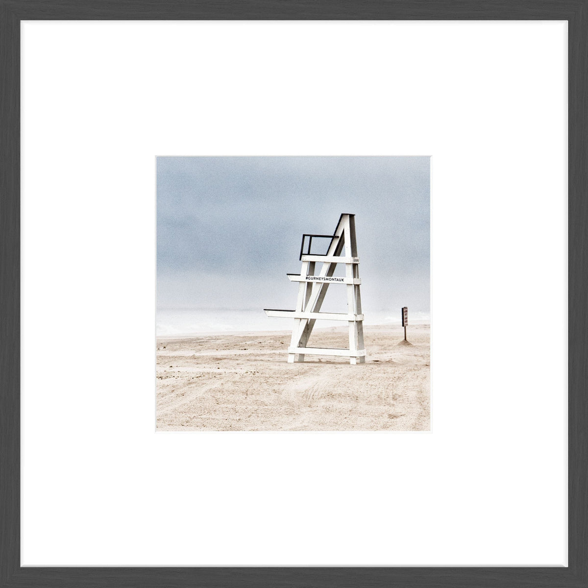 Schwarz-weiß Poster mit Rahmen, Hamptons Long Island Beach, 43x43cm, von Cosman-Photocollection, stilvolles Wandbild