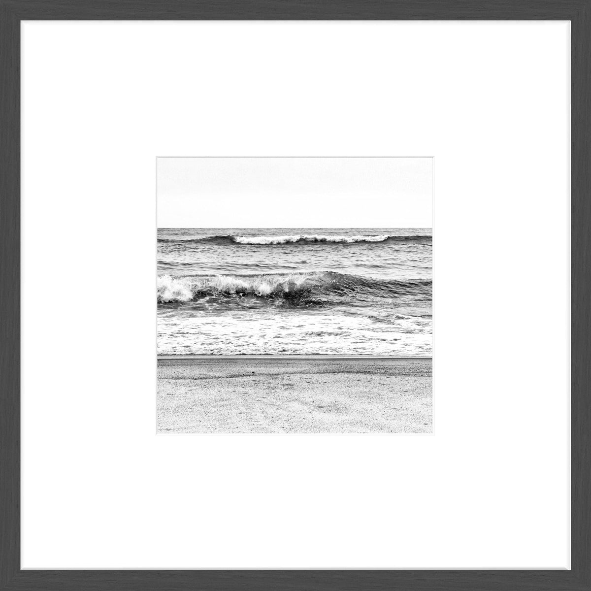 Schwarz-weiß Poster mit Rahmen, Hamptons Long Island Ocean, 43x43cm, Cosman-Photocollection, dekoratives Wandbild