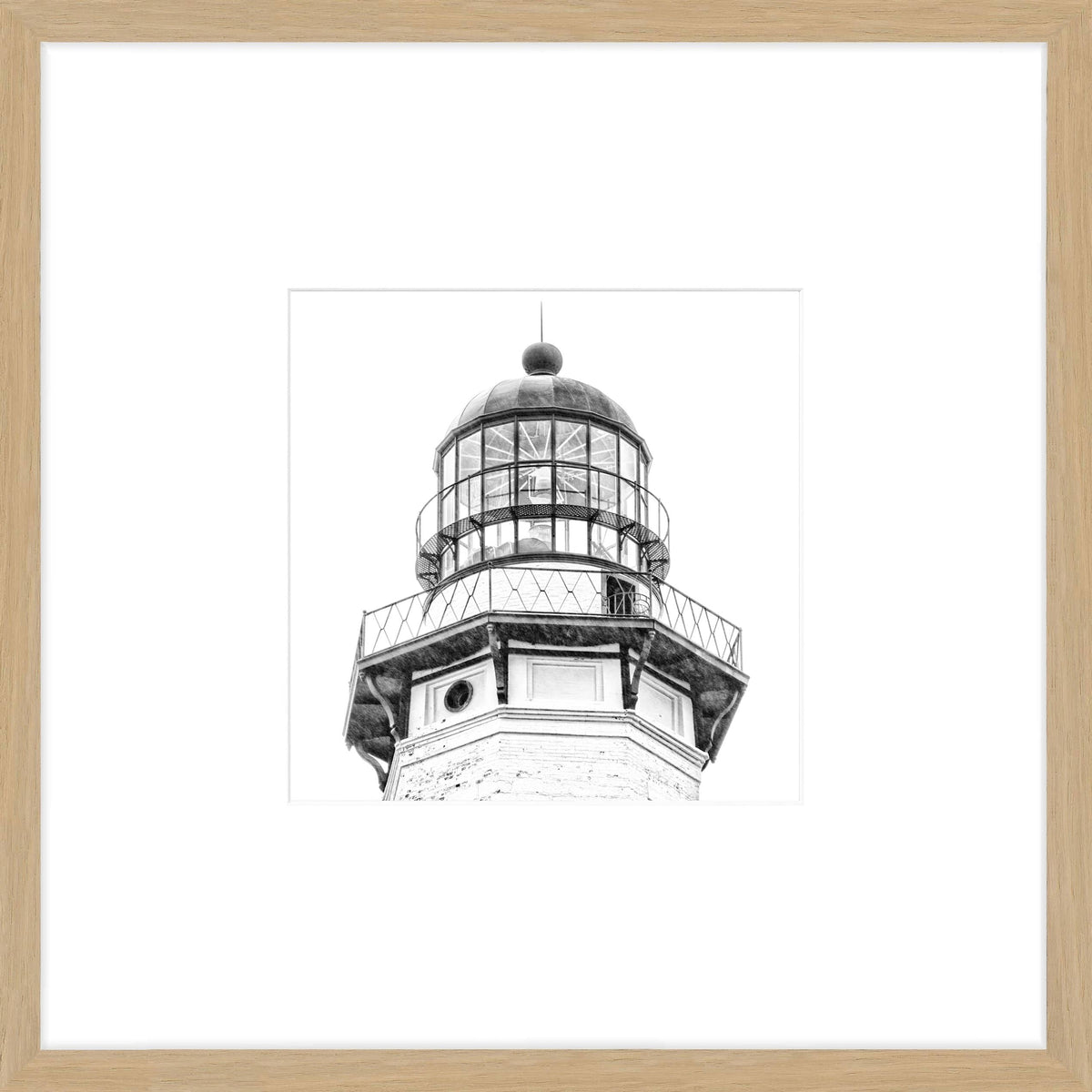 Schwarz-weiß Poster mit Rahmen Hamptons Montauk Leuchtturm von Cosman-Photocollection, 43x43cm, hochwertiger Objektrahmen.