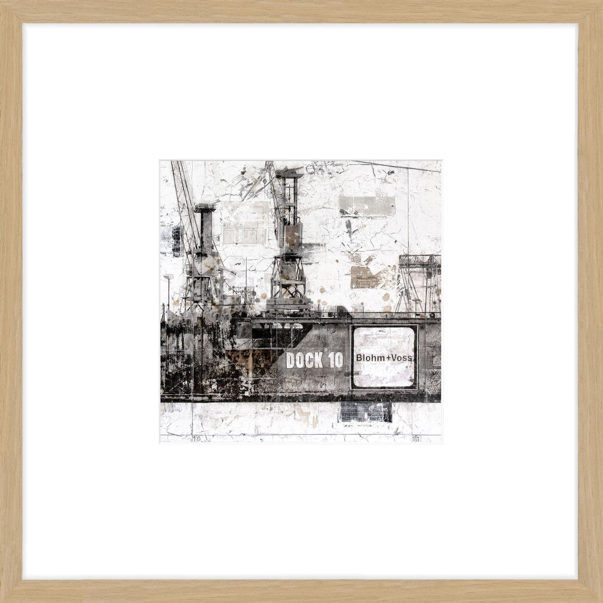 Schwarz matten Poster ’Dock 10’ Hamburg in 43x43cm Objektrahmen von Cosman-Photocollection, modernes Wandbild