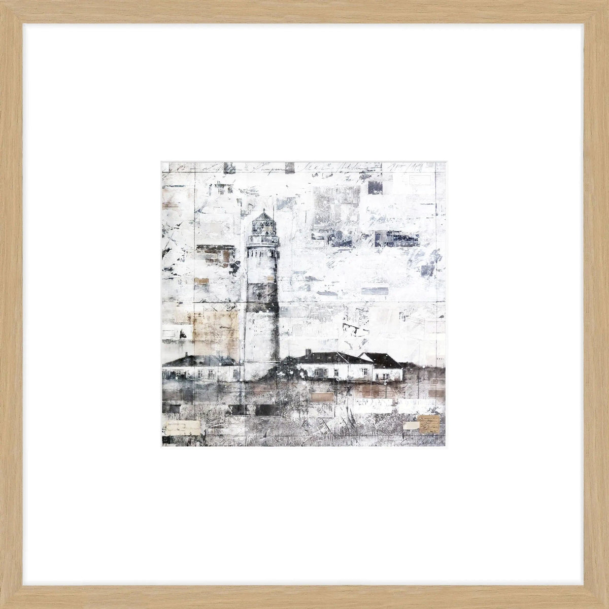 Schwarz matten Poster mit Rahmen ‚Leuchtturm‘ Kampen Sylt, 43x43cm, von Cosman-Photocollection, zeigt Leuchtturm am Meer