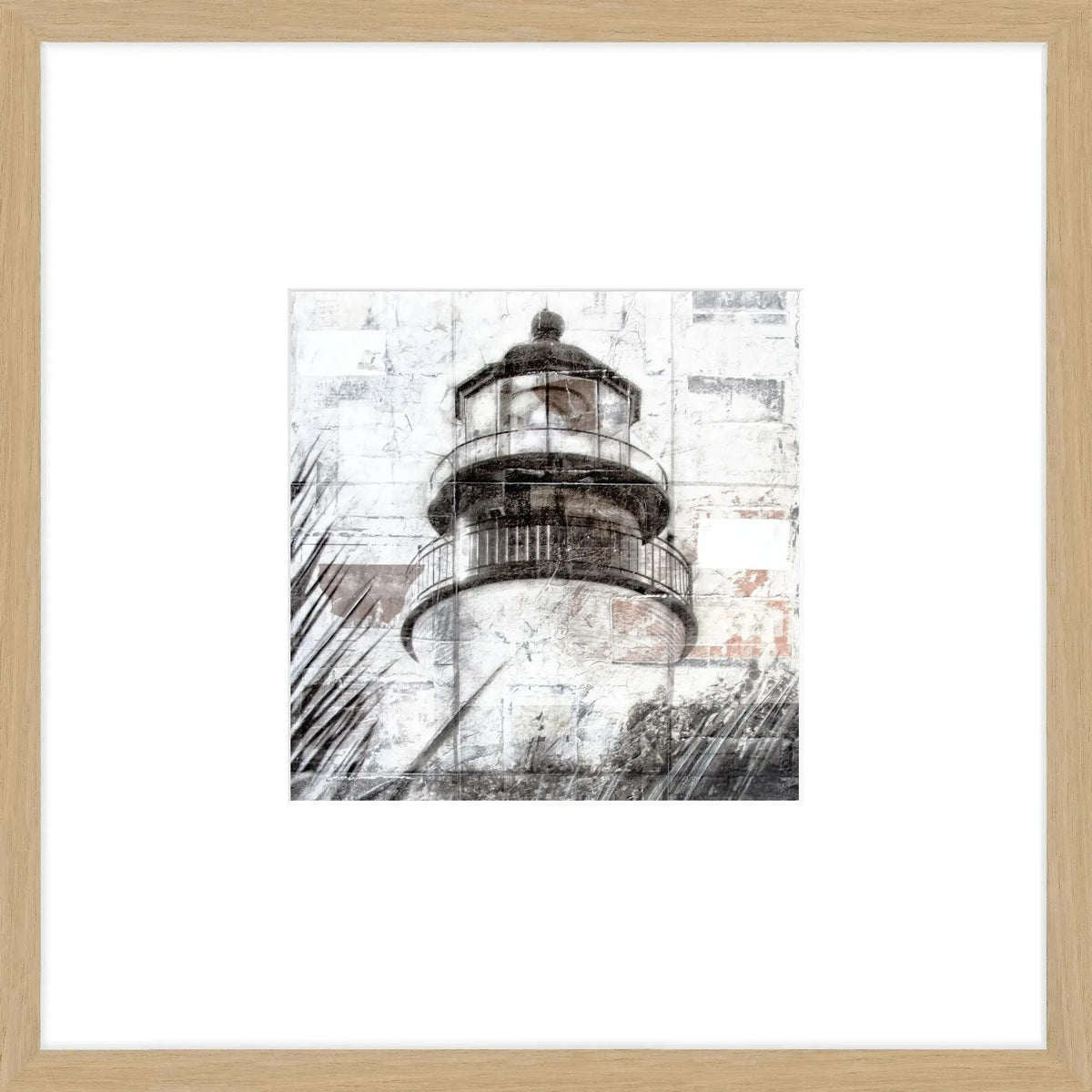 Schwarz mattes Poster mit Rahmen, Leuchtturm in Key West Florida, 43x43cm, von Cosman-Photocollection.