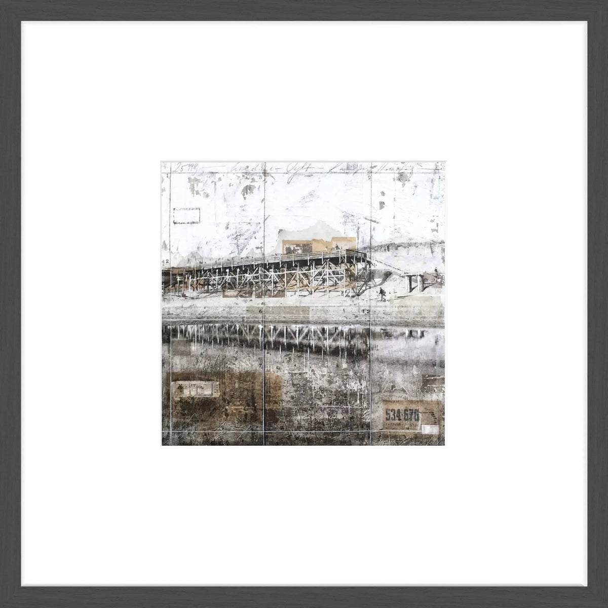 Schwarz mattes Poster mit Rahmen ’Strand’ Kampen Sylt, 43x43cm, von Cosman-Photocollection, dekorative Wanddekoration