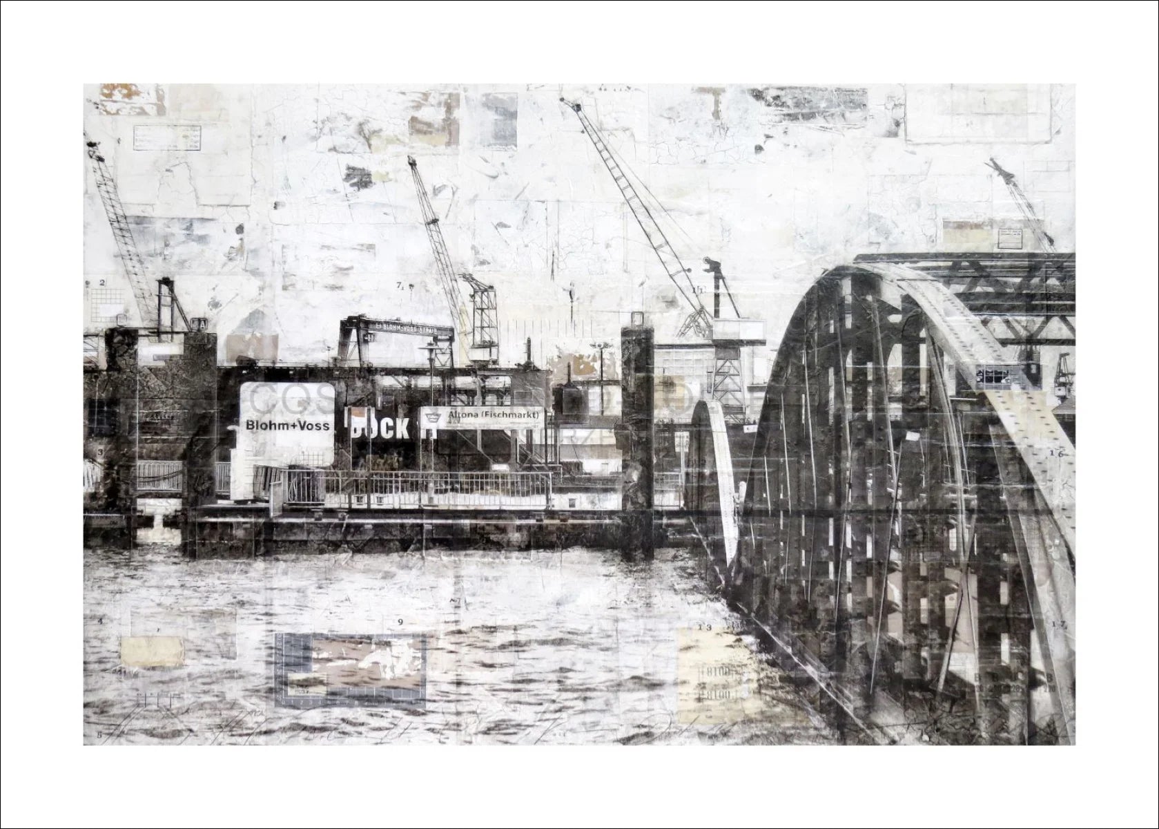 Poster / Druck Hamburg Hafen ’Landungsbrücken’ GM70