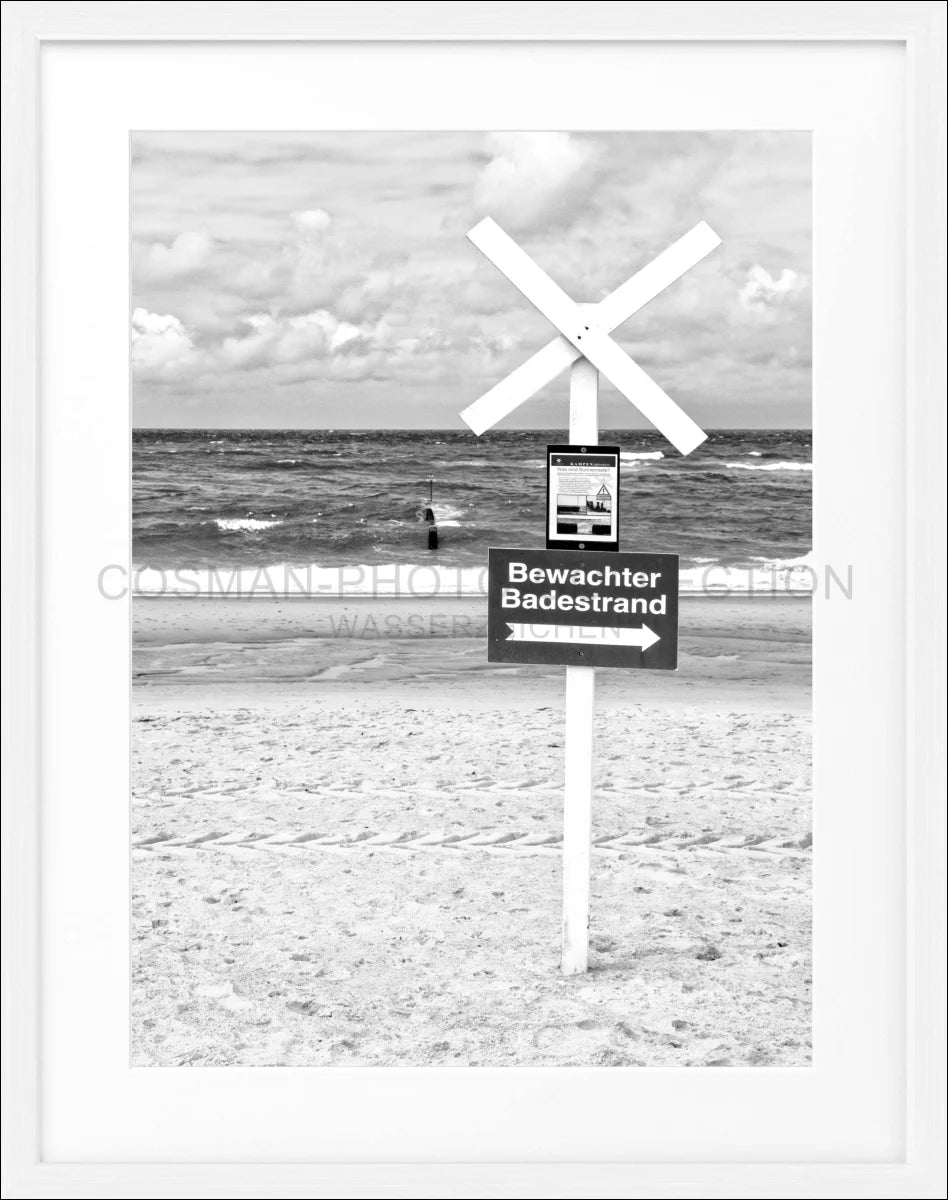 Poster mit Rahmen ’Bewachter Badestrand’ Sylt SY49