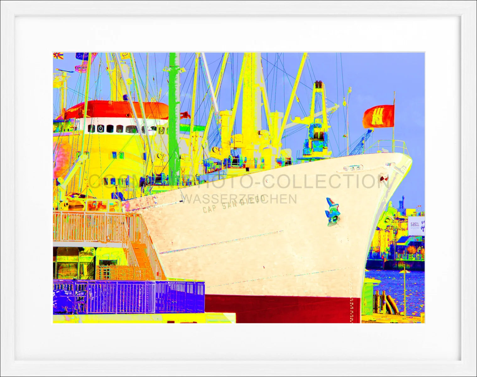 Poster mit Rahmen ’Color Edition’ Hamburg Hafen ’Cap San