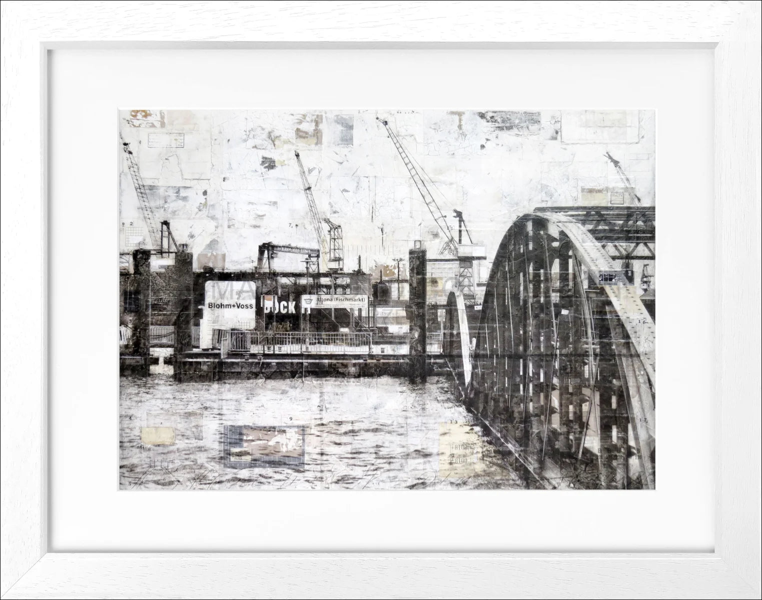 Poster mit Rahmen Hamburg Hafen ’Landungsbrücken’ GM70