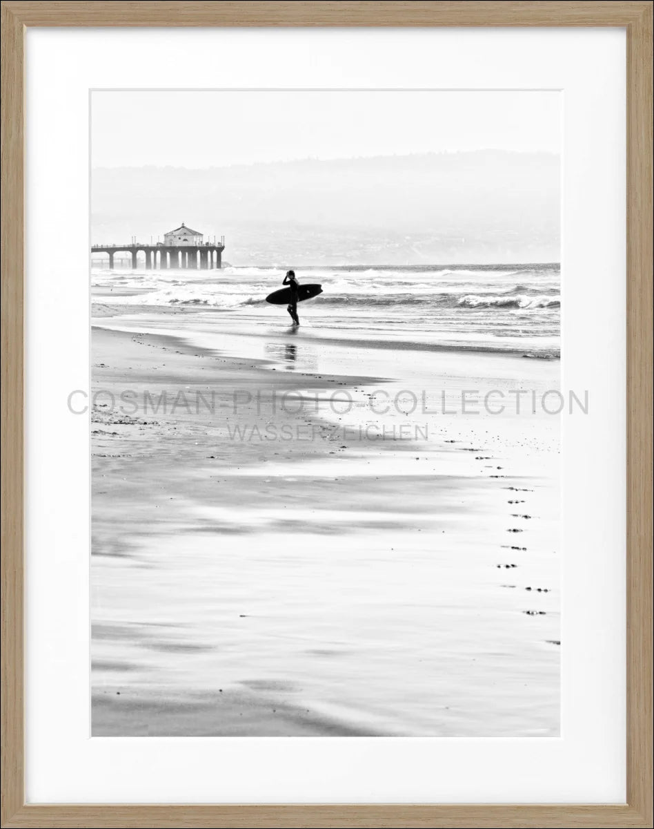 Poster mit Rahmen Kalifornien Manhattan Beach ’Surfer’ K192