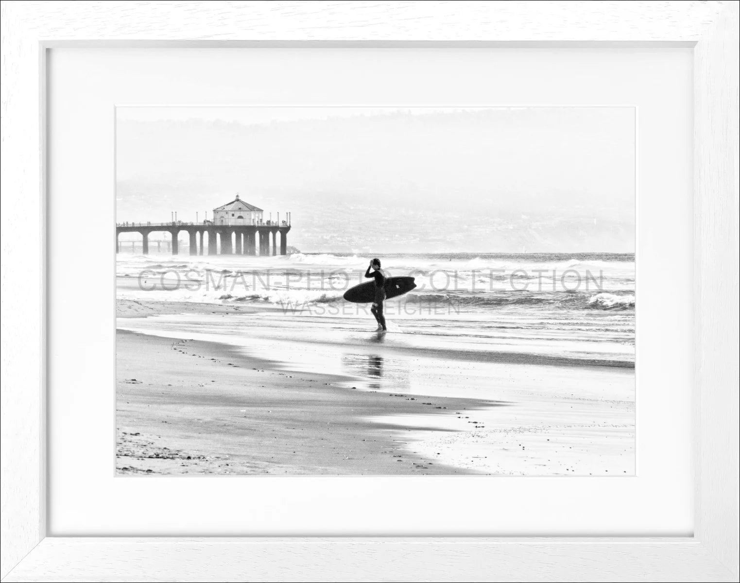 Poster mit Rahmen Kalifornien Manhattan Beach ’Surfer’