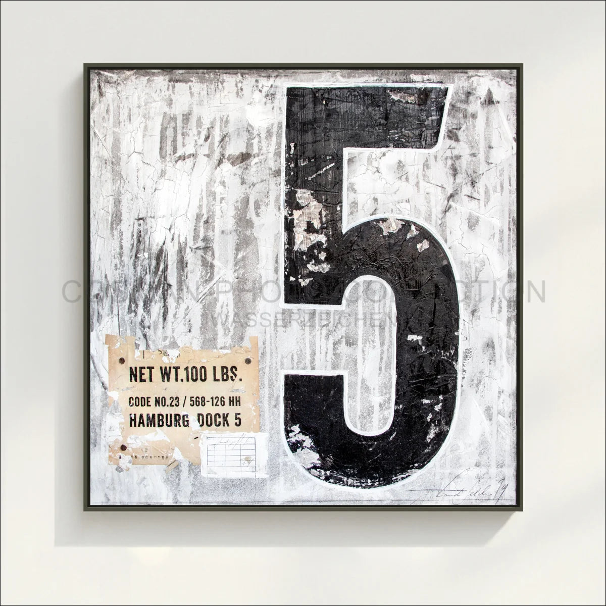 Wandbild GM11 ’Fünf’ - Druck auf Leinwand mit Schattenfuge