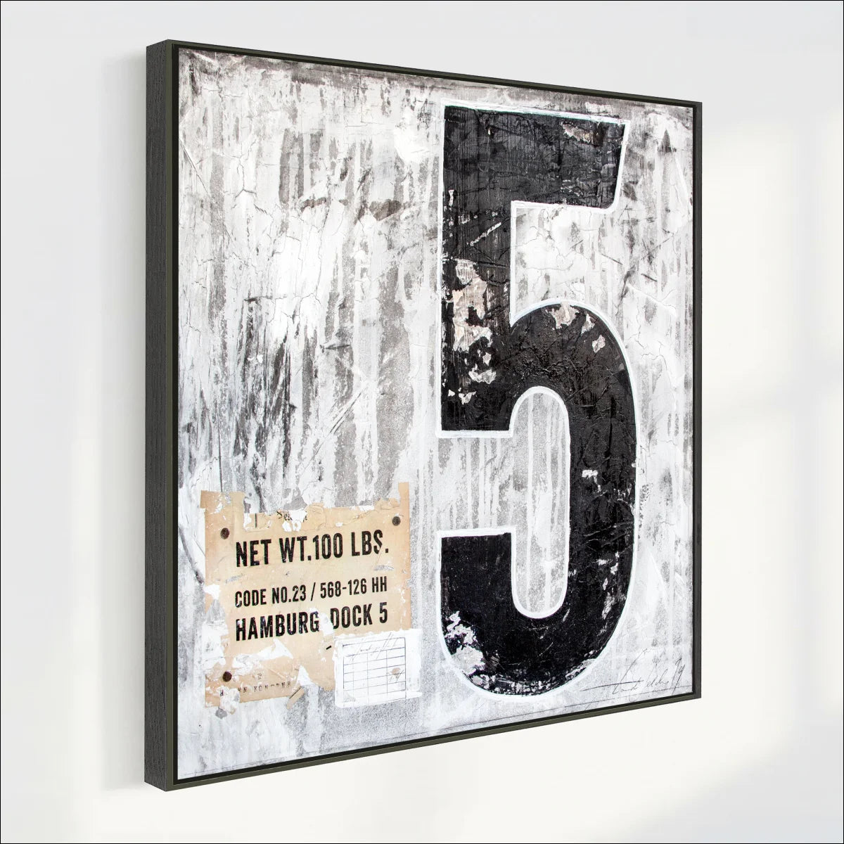 Wandbild GM11 ’Fünf’ - Druck auf Leinwand mit Schattenfuge