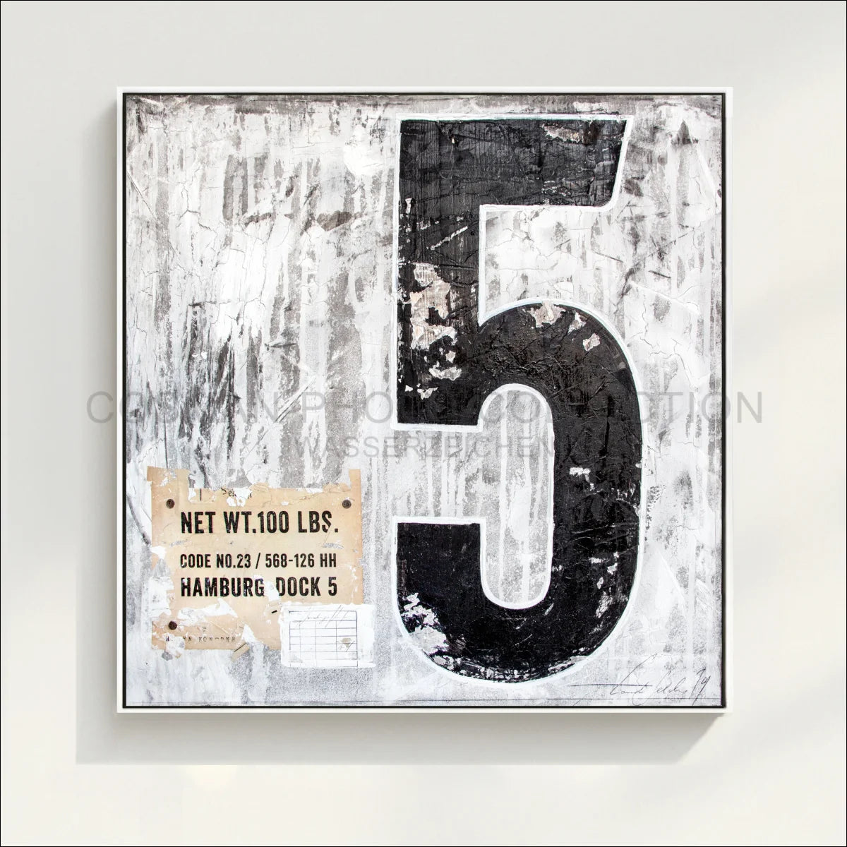 Wandbild GM11 ’Fünf’ - Druck auf Leinwand mit Schattenfuge