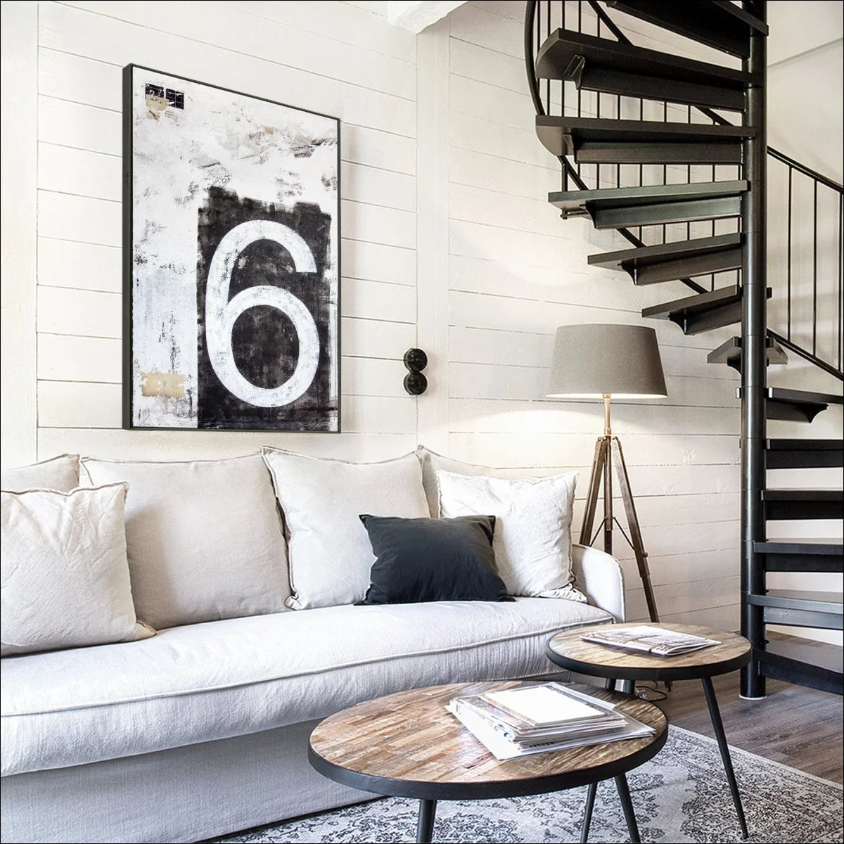 Wandbild GM86 Kunst Zahl ’Sechs’ - Druck auf Leinwand